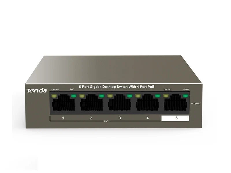 Tenda TEG1105P-4-63W 5-Port Gigabit PoE Switch - 4 PoE, 58W, 802.3af/at, 6kV