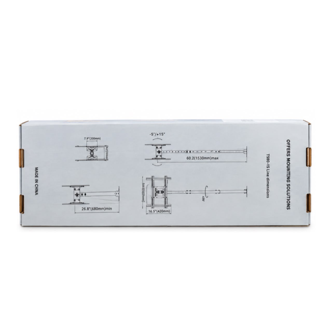T590-15 Double Panel Ceiling TV Mount for 32–65 Inch TVs – Adjustable, Tilt & Swivel, 68.2kg Load Capacity - Image 2