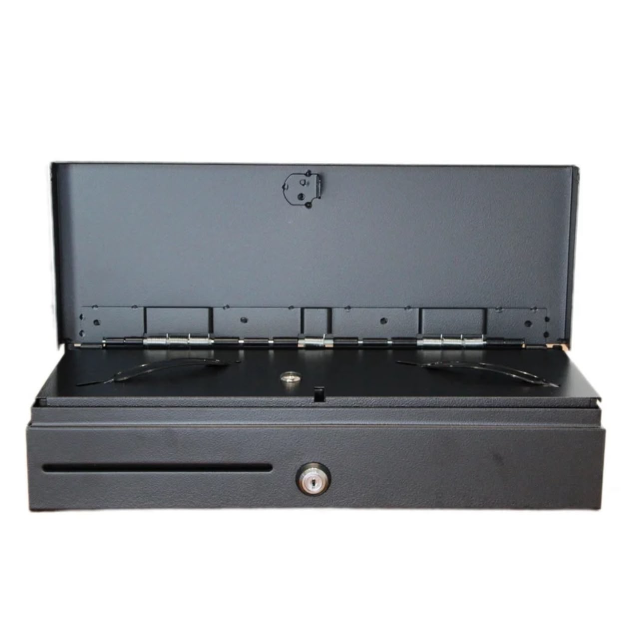 Heavy-Duty Metal Cash Drawer with Lock and Front Media Slot – Black - Image 3